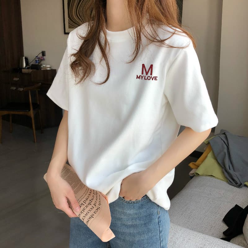 21 순면 210 그램 반팔 티셔츠 여성 루즈핏 빅 사이즈 프린트 이미지 5