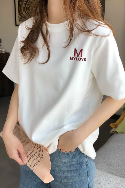 21 순면 210 그램 반팔 티셔츠 여성 루즈핏 빅 사이즈 프린트 이미지 6