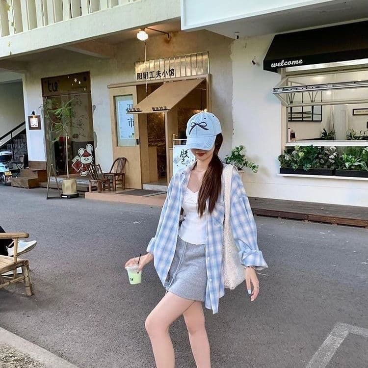 셔츠 새로운 체크무늬 자외선 차단 후드 재킷 이른 가을 긴팔 맨위 이미지 4