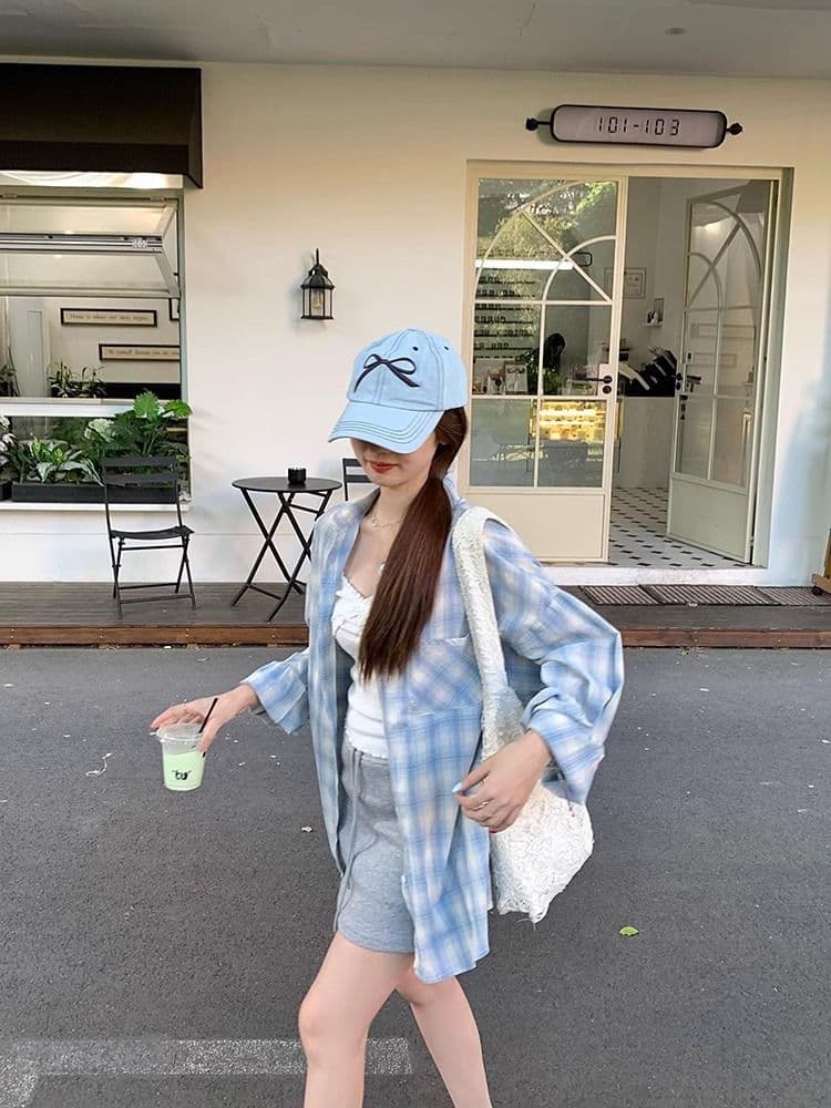 셔츠 새로운 체크무늬 자외선 차단 후드 재킷 이른 가을 긴팔 맨위 상세 이미지 7
