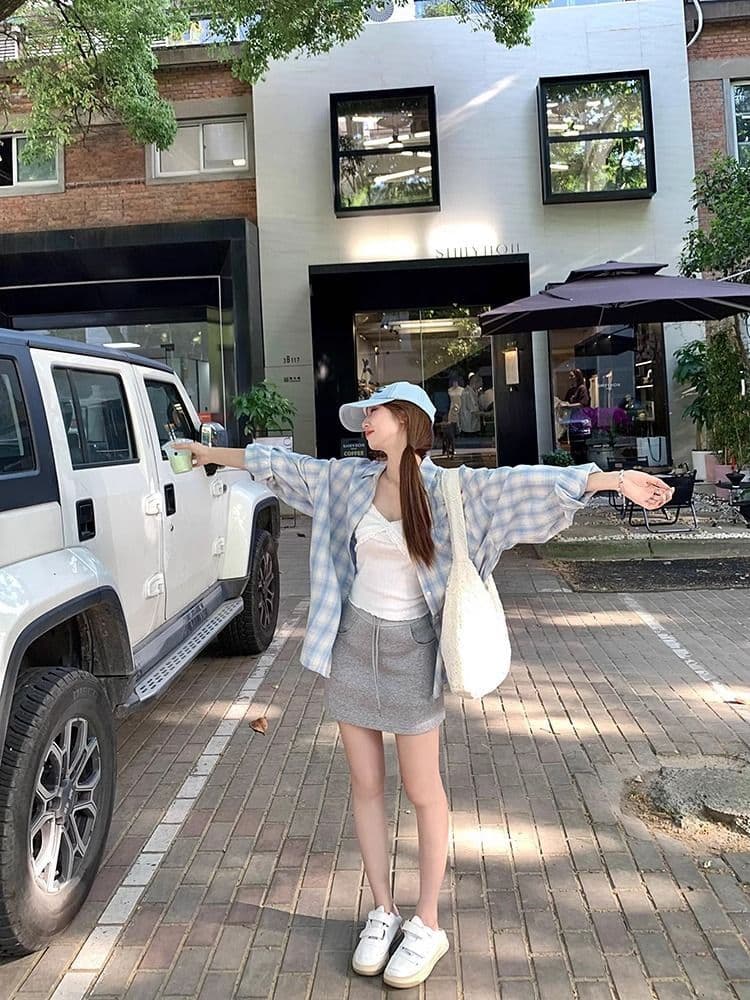 셔츠 새로운 체크무늬 자외선 차단 후드 재킷 이른 가을 긴팔 맨위 상세 이미지 13