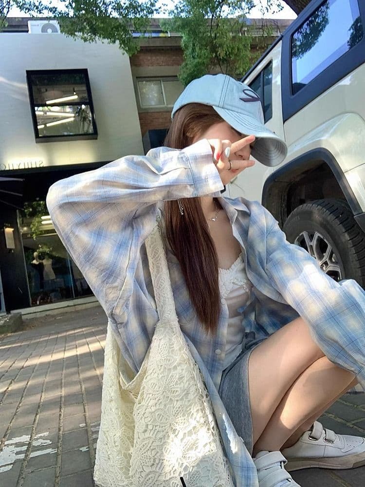 셔츠 새로운 체크무늬 자외선 차단 후드 재킷 이른 가을 긴팔 맨위 상세 이미지 14