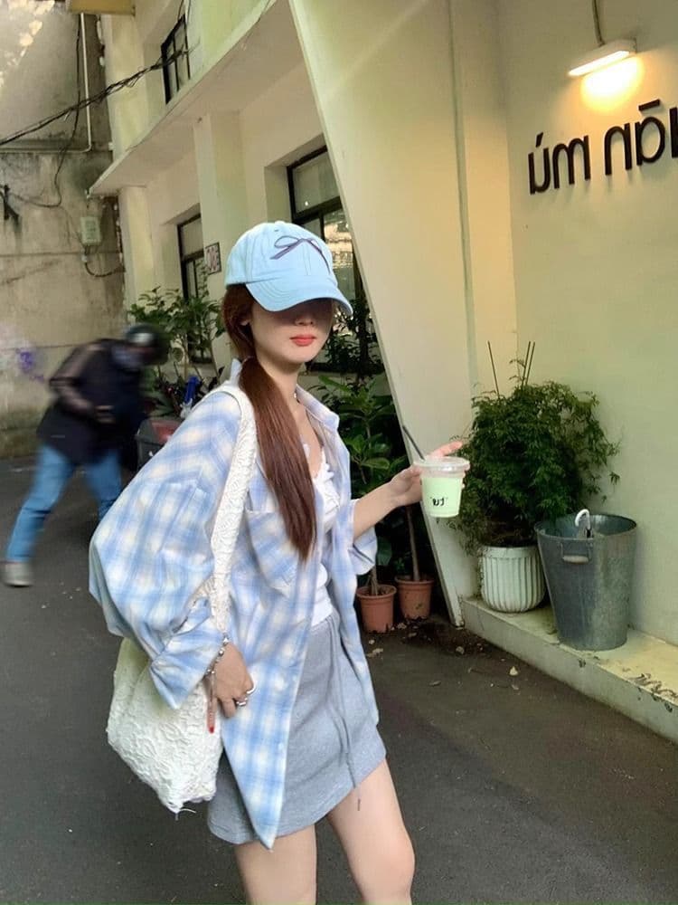 셔츠 새로운 체크무늬 자외선 차단 후드 재킷 이른 가을 긴팔 맨위 상세 이미지 16