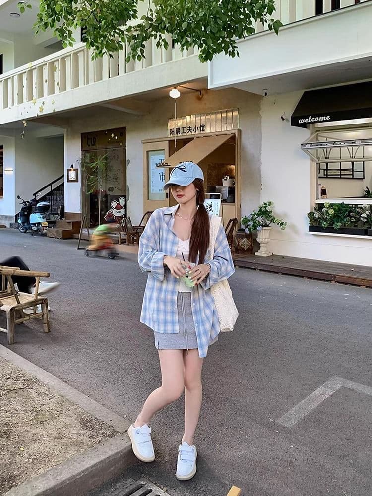 셔츠 새로운 체크무늬 자외선 차단 후드 재킷 이른 가을 긴팔 맨위 상세 이미지 18