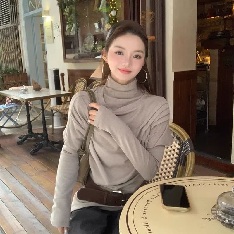 한 부서 레트로 인사이드 가져 가라. 기본 셔츠 2026 새로운 긴팔 티셔츠 몸매 가꾸기 고급 센스 수 있습니다. 외출용 맨위 투피스 세트 상세 이미지 6