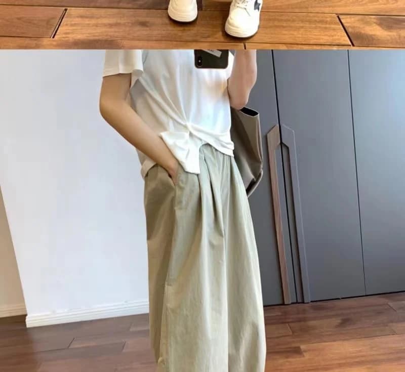 얇은 스타일 넓은 다리 9부 바지 여성 여름 캐주얼 정장 스트레이트 긴 바지 작은 키 일본식 슬림해 보이는 워크웨어 바지 여름 상세 이미지 13