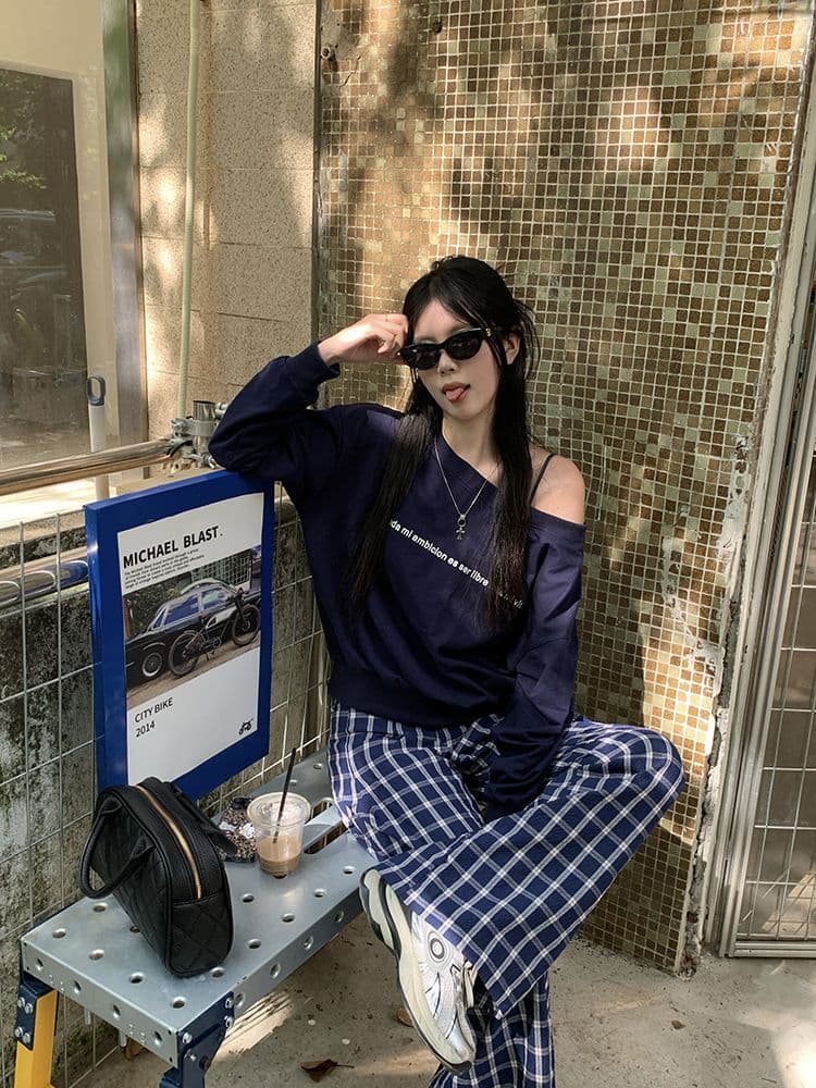 폴리 에스터 물고기 규모 핫걸 오프숄더 긴팔 후드티 여성 알파벳 프린트 루즈핏 디자인 센스 심장 기계 작은 대중 맨위 ins 상세 이미지 7