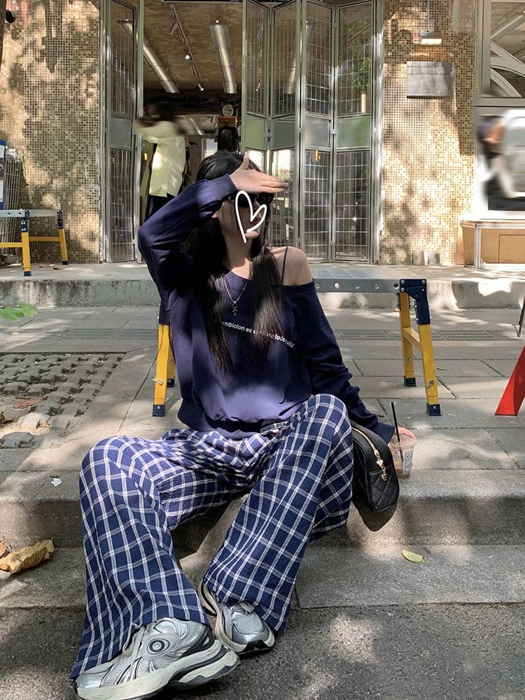 폴리 에스터 물고기 규모 핫걸 오프숄더 긴팔 후드티 여성 알파벳 프린트 루즈핏 디자인 센스 심장 기계 작은 대중 맨위 ins 상세 이미지 8