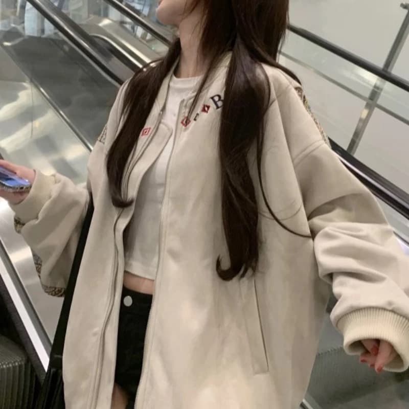 봄 가을 자수 아메리칸 레트로 민족 스타일 리본 패치워크 재킷 여성 디자인 센스 작은 대중 루즈핏 재킷 트렌디 고급 이미지 4
