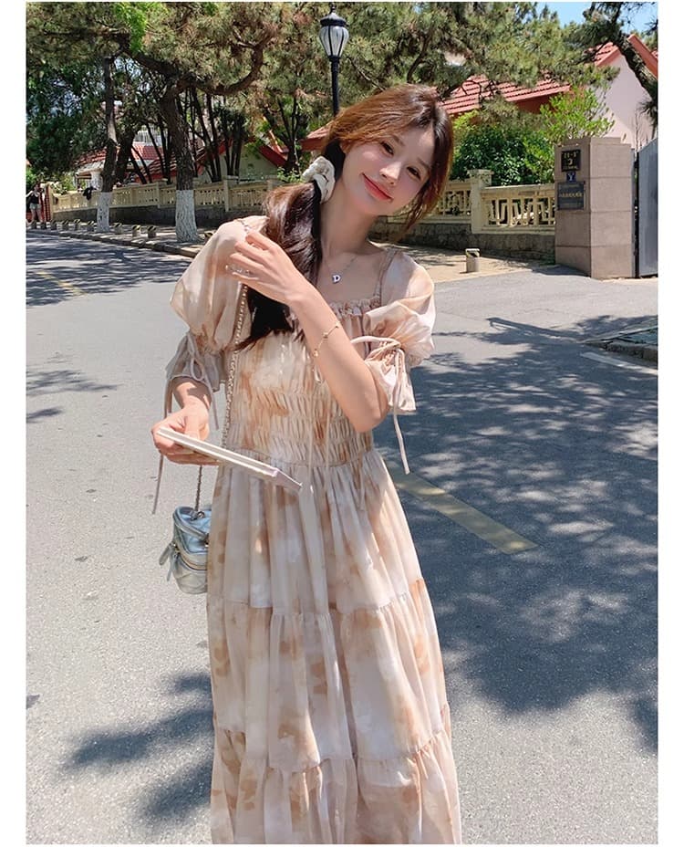 프랑스식 낭만주의 광장 칼라 꽃무늬 드레스 여름 요정 2026 새로운 봄 가을 부드러운 품격 슈퍼 요정 휴가 롱 스커트 상세 이미지 8