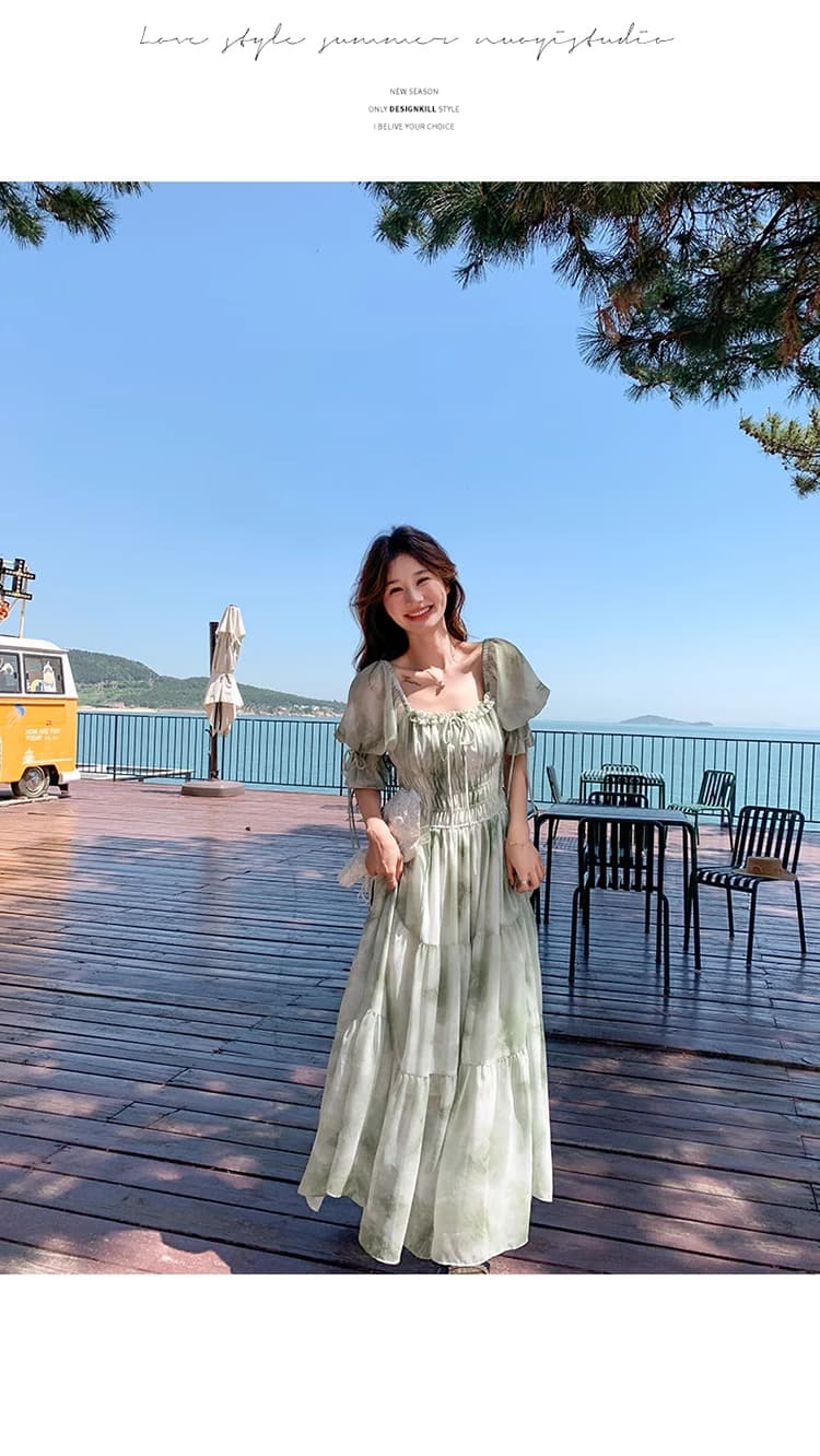 프랑스식 낭만주의 광장 칼라 꽃무늬 드레스 여름 요정 2026 새로운 봄 가을 부드러운 품격 슈퍼 요정 휴가 롱 스커트 상세 이미지 11