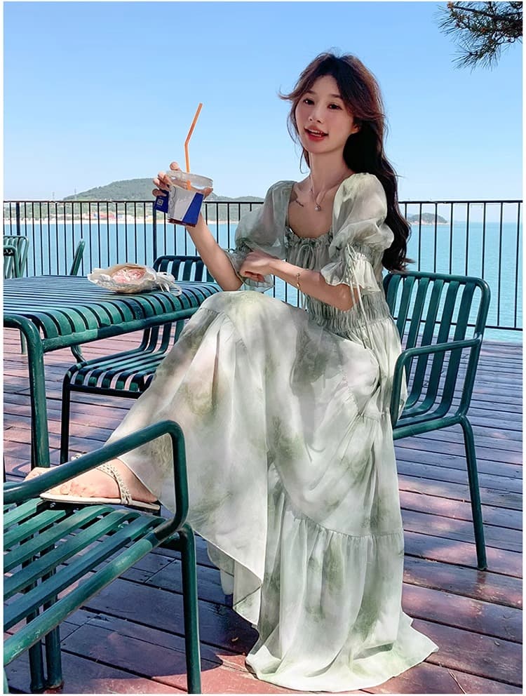 프랑스식 낭만주의 광장 칼라 꽃무늬 드레스 여름 요정 2026 새로운 봄 가을 부드러운 품격 슈퍼 요정 휴가 롱 스커트 상세 이미지 15