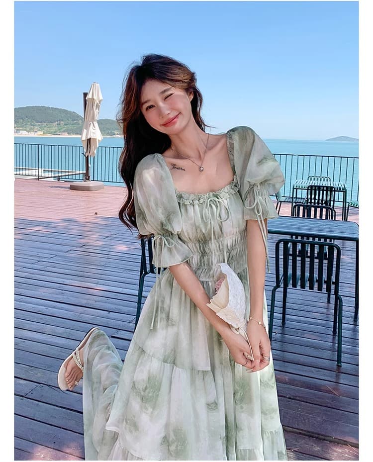 프랑스식 낭만주의 광장 칼라 꽃무늬 드레스 여름 요정 2026 새로운 봄 가을 부드러운 품격 슈퍼 요정 휴가 롱 스커트 상세 이미지 17