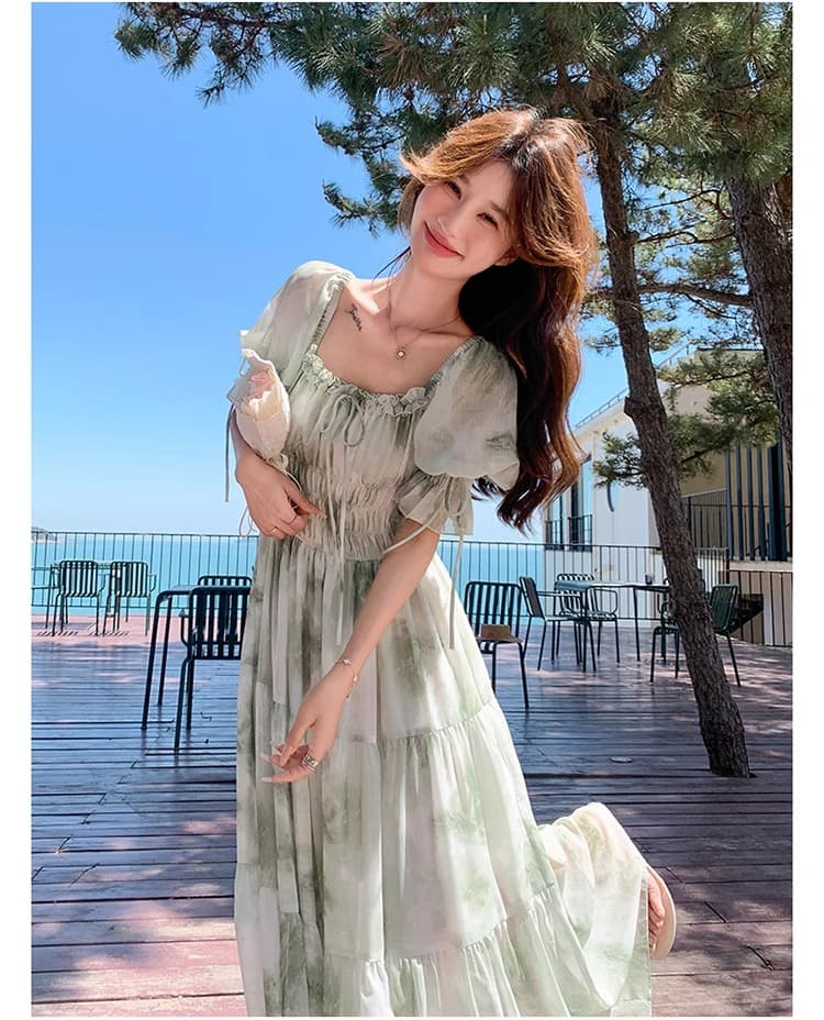 프랑스식 낭만주의 광장 칼라 꽃무늬 드레스 여름 요정 2026 새로운 봄 가을 부드러운 품격 슈퍼 요정 휴가 롱 스커트 상세 이미지 18