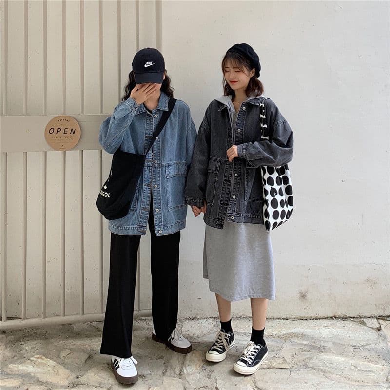 소금 부서 데님 여성 코트 봄 다용도 한국 스타일 루즈핏 bf 워크웨어 재킷 chic 이른 가을 맨위 ins 트렌디 상세 이미지 2