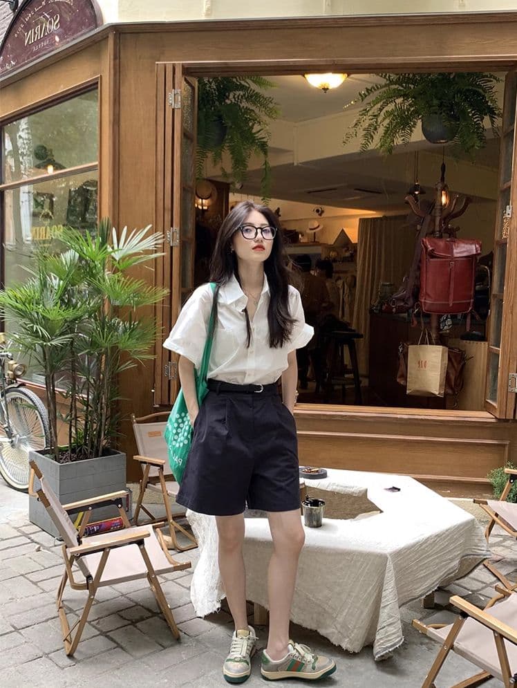 여름 화이트 반팔 프랑스식 여성 셔츠 새로운 디자인 센스 루즈핏 Chic 다용도 셔츠 맨위 슬림해 보이는 외국 가스 상세 이미지 4