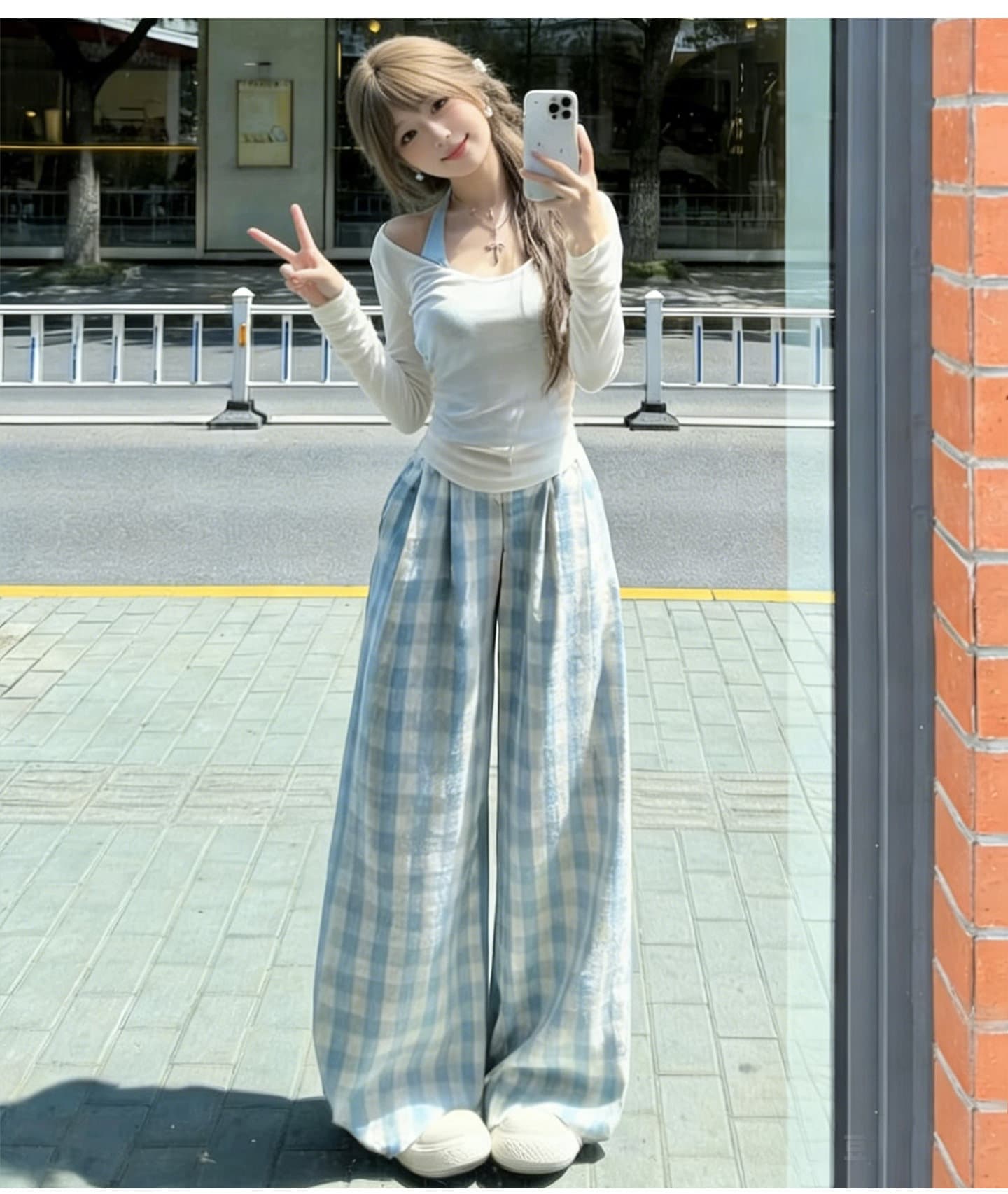 화이트 자외선 차단 망사 블라우스 Tulle 맨위 슬립 투피스 슈트 여성 이른 봄 여름 도파민 한 부서 착용 가져 가라. 상세 이미지 8