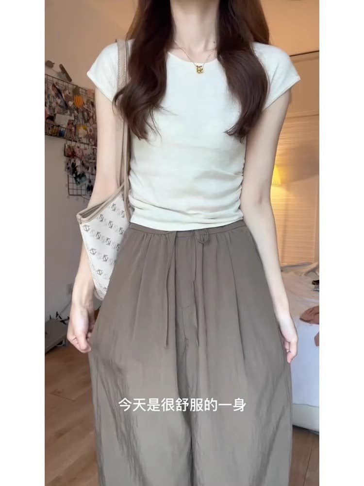 40 순면 210 그램 92 면 8 암모니아 Lun 반팔 티셔츠 여성 몸매 가꾸기 맨위 상세 이미지 4