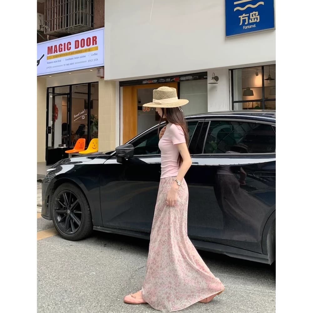 프랑스식 깨진 플라워 천 반신 스커트 아이들 여름 하이웨이스트 디자인 센스 작은 대중 요정 치마 작은 키 인어 꼬리 롱 스커트 상세 이미지 10