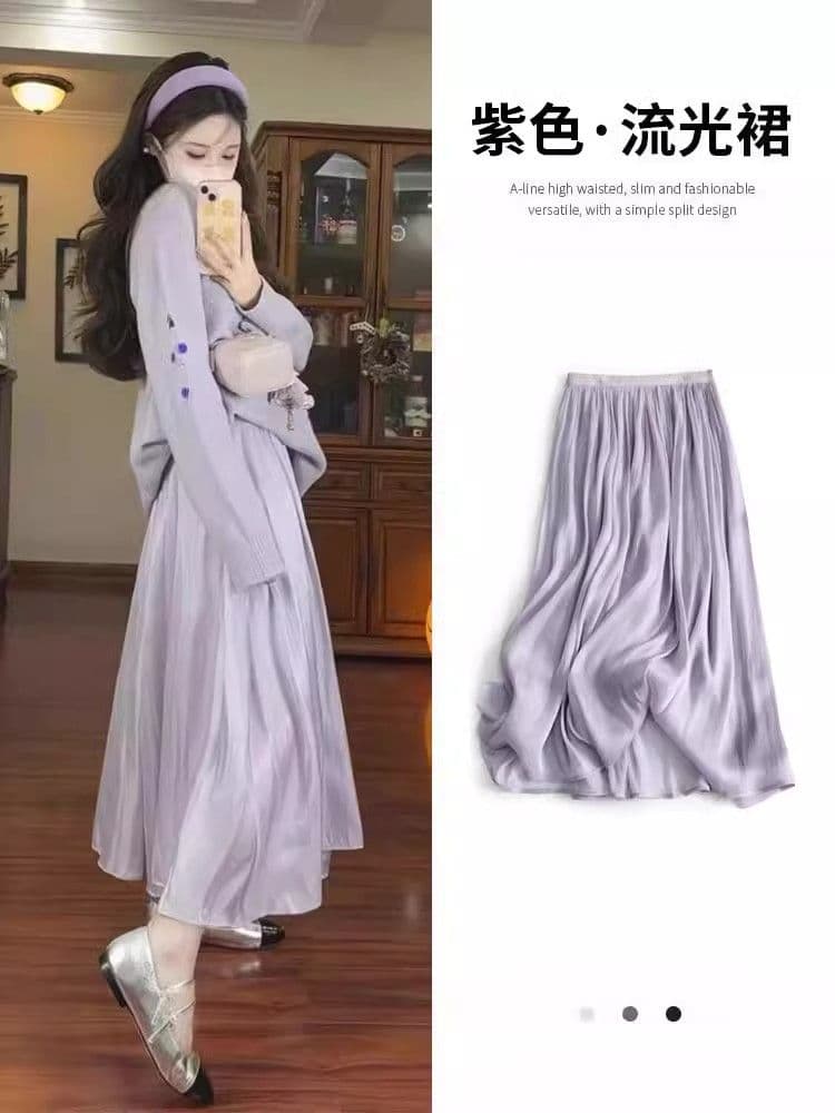 원본 것 구슬 빛 품격 Tulle 한 마디 반신 스커트 봄 여름 여자 중간 롱 코트 얇은 스타일 도루 가을 센스 우아한 상세 이미지 1
