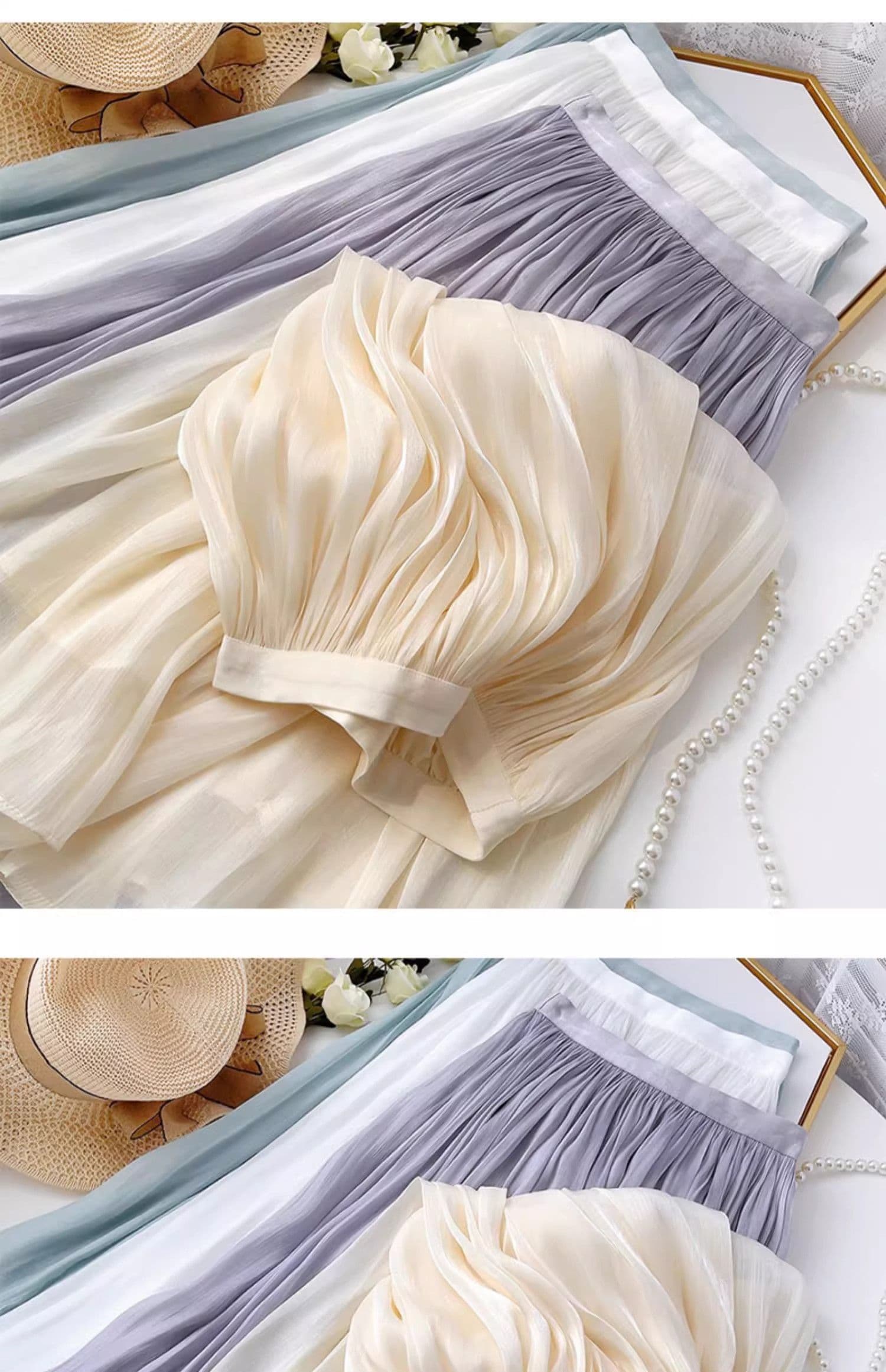 원본 것 구슬 빛 품격 Tulle 한 마디 반신 스커트 봄 여름 여자 중간 롱 코트 얇은 스타일 도루 가을 센스 우아한 상세 이미지 9
