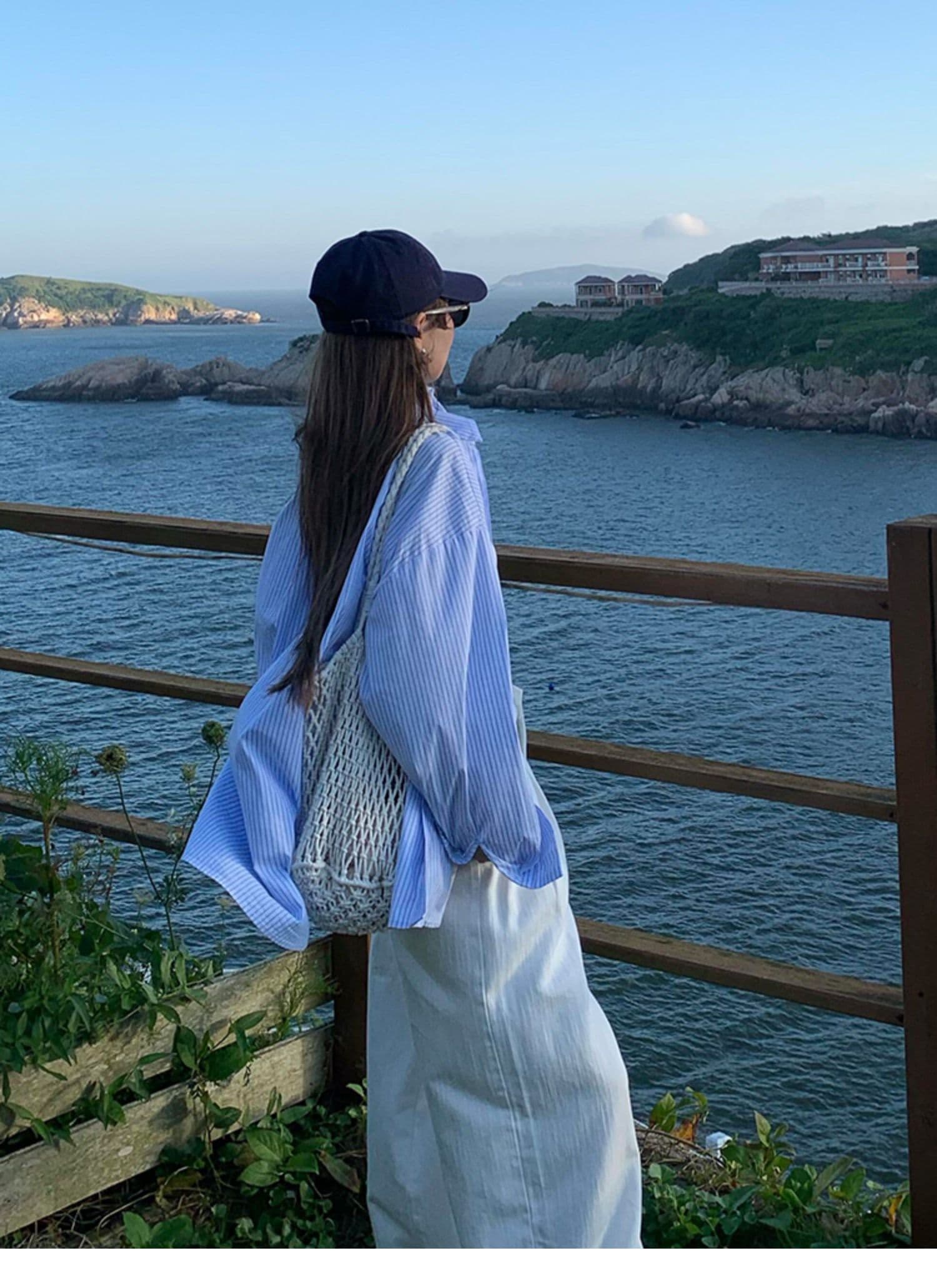 항구 바람 품격 파란색 루즈핏 POLO 칼라 셔츠 여성 코트 조기 봄 레트로 고유 한 Chic 고급 센스 맨위 이미지 2