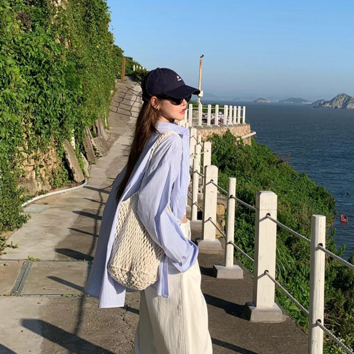 항구 바람 품격 파란색 루즈핏 POLO 칼라 셔츠 여성 코트 조기 봄 레트로 고유 한 Chic 고급 센스 맨위 이미지 4