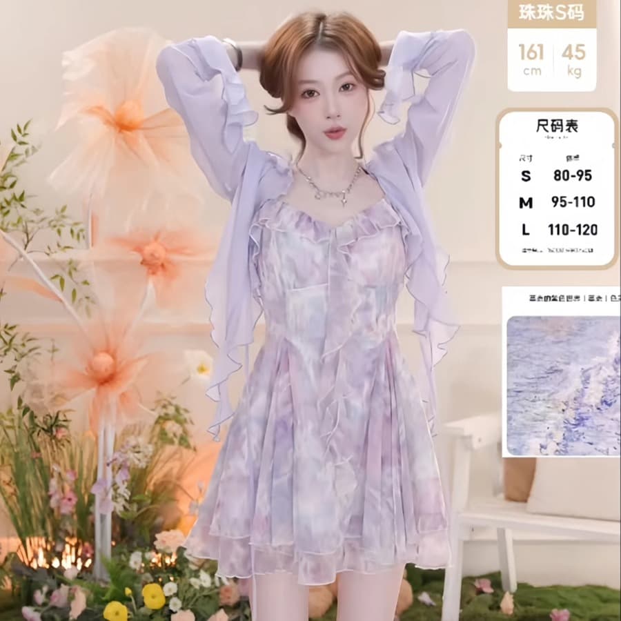 순수한 욕망 바람 프릴 쉬폰 자외선 차단 의류 여성 여름 경기 치마 외부 가져 가라. 작은 숄 얇은 카디건 코트 쇼트 스타일 블라우스 이미지 4