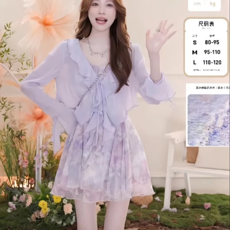순수한 욕망 바람 프릴 쉬폰 자외선 차단 의류 여성 여름 경기 치마 외부 가져 가라. 작은 숄 얇은 카디건 코트 쇼트 스타일 블라우스 이미지 5
