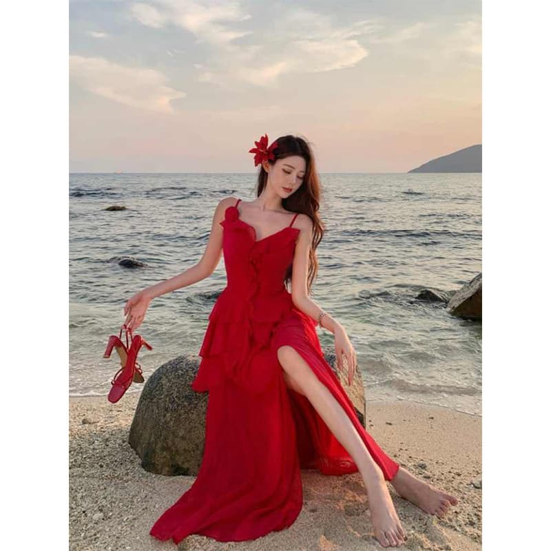 슈퍼 디스플레이 화이트 트임 불규칙 여성 드레스 2026 여름 새로운 마이크로 지방 빅 사이즈 슬립 드레스 오픈 가디건 슬립 드레스 상세 이미지 11