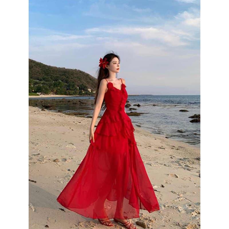 슈퍼 디스플레이 화이트 트임 불규칙 여성 드레스 2026 여름 새로운 마이크로 지방 빅 사이즈 슬립 드레스 오픈 가디건 슬립 드레스 상세 이미지 15
