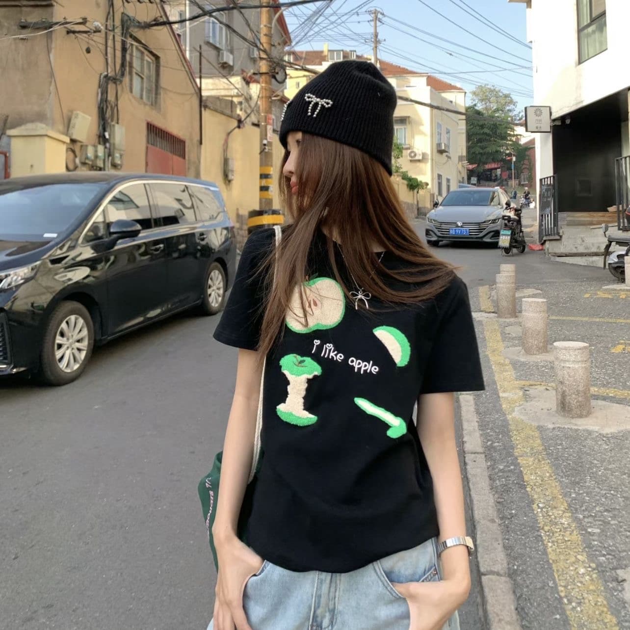 있음 선적 순면 32 당겨 프레임 95 면 5 암모니아 Lun 반팔 티셔츠 여성