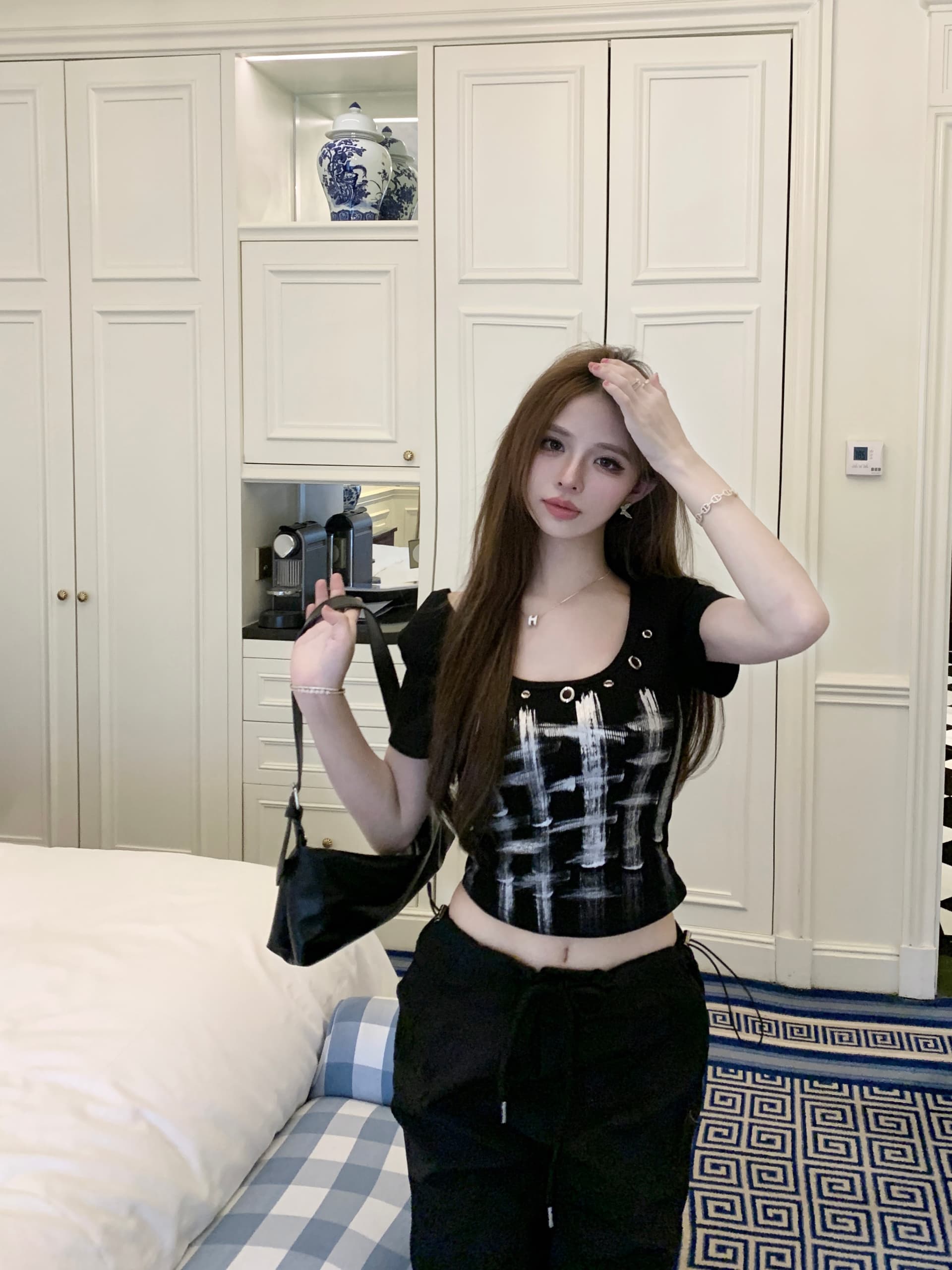 있음 선적 모달 원단 260 그램 핫걸 쇼트 스타일 맨위 상세 이미지 15