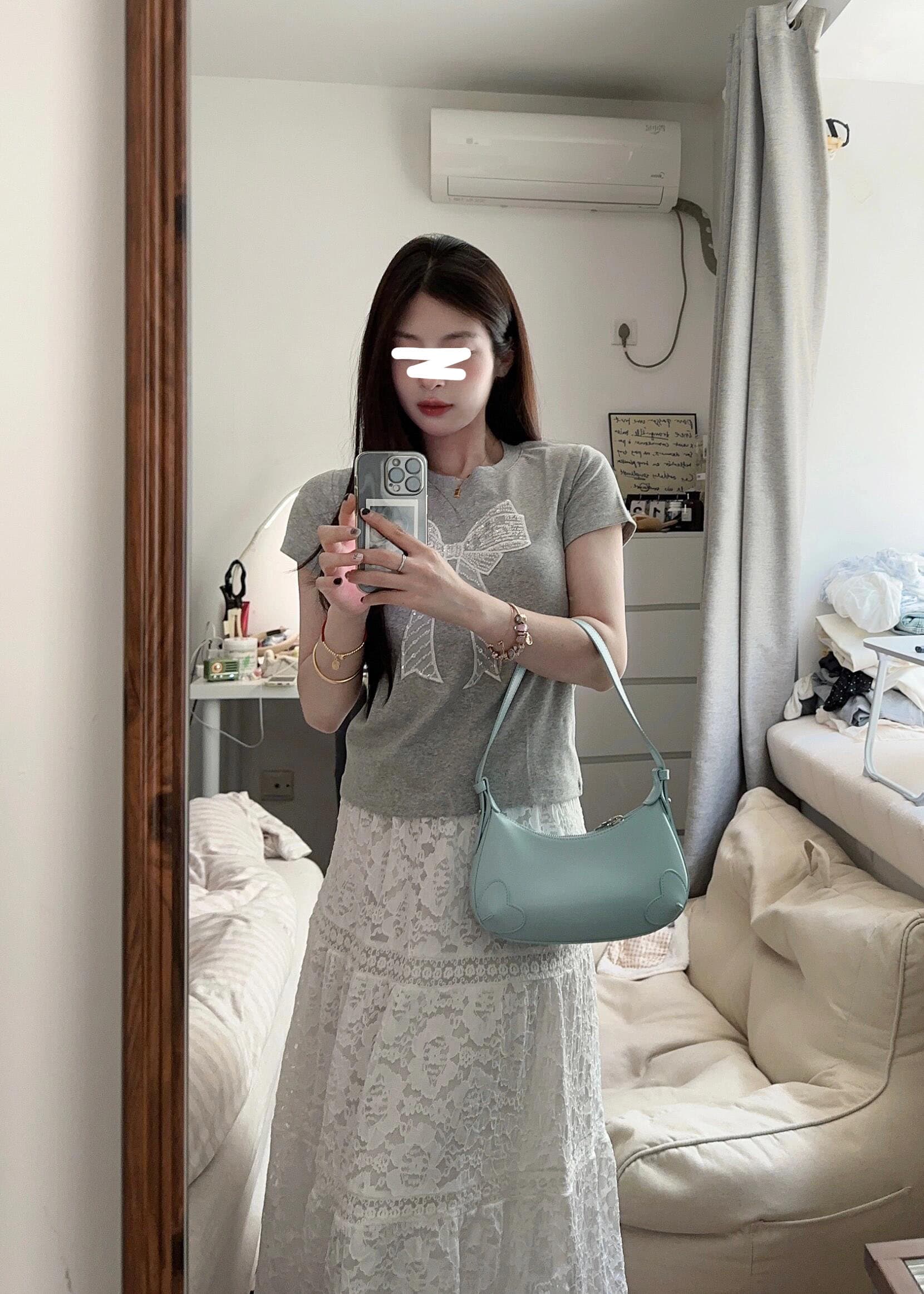 있음 선적 모달 원단 260 그램 나비 매듭 반팔 티셔츠 이미지 4