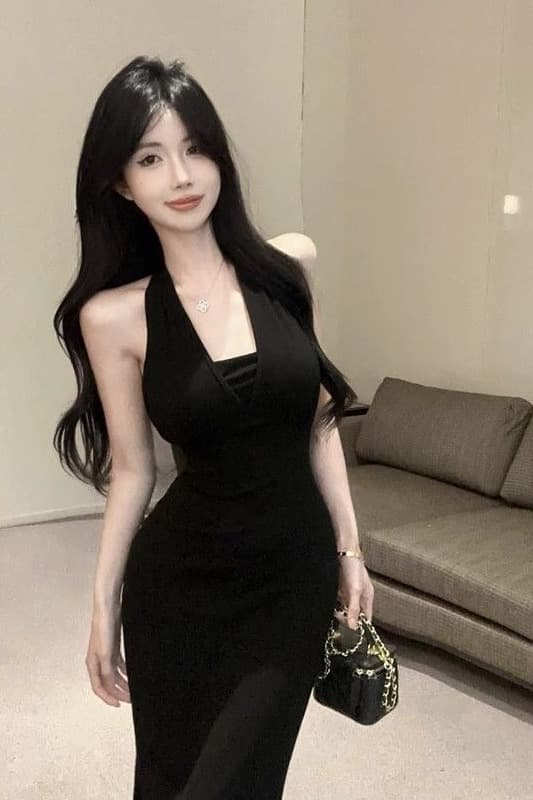 여름 새로운 핫걸 드레스 체인 고급 스트랩 인어 꼬리 스커트 백리스 몸매 가꾸기 슬립 중간 길이 스커트 이미지 6