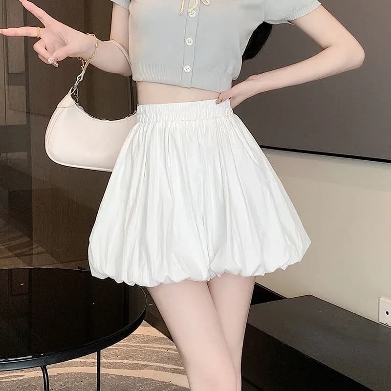 넓은 다리 꽃밭 허리밴드 바지 슬림해 보이는 루즈핏 호박 바지 배기 바지 반바지 한 싱글 대외 무역 국경 간 폭발 이미지 4