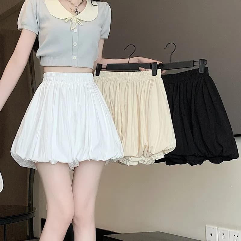 넓은 다리 꽃밭 허리밴드 바지 슬림해 보이는 루즈핏 호박 바지 배기 바지 반바지 한 싱글 대외 무역 국경 간 폭발 상세 이미지 1