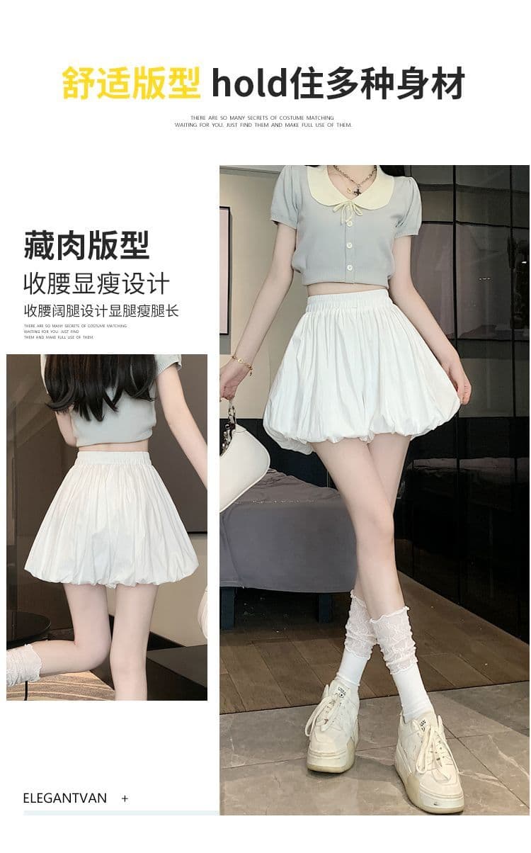넓은 다리 꽃밭 허리밴드 바지 슬림해 보이는 루즈핏 호박 바지 배기 바지 반바지 한 싱글 대외 무역 국경 간 폭발 상세 이미지 2