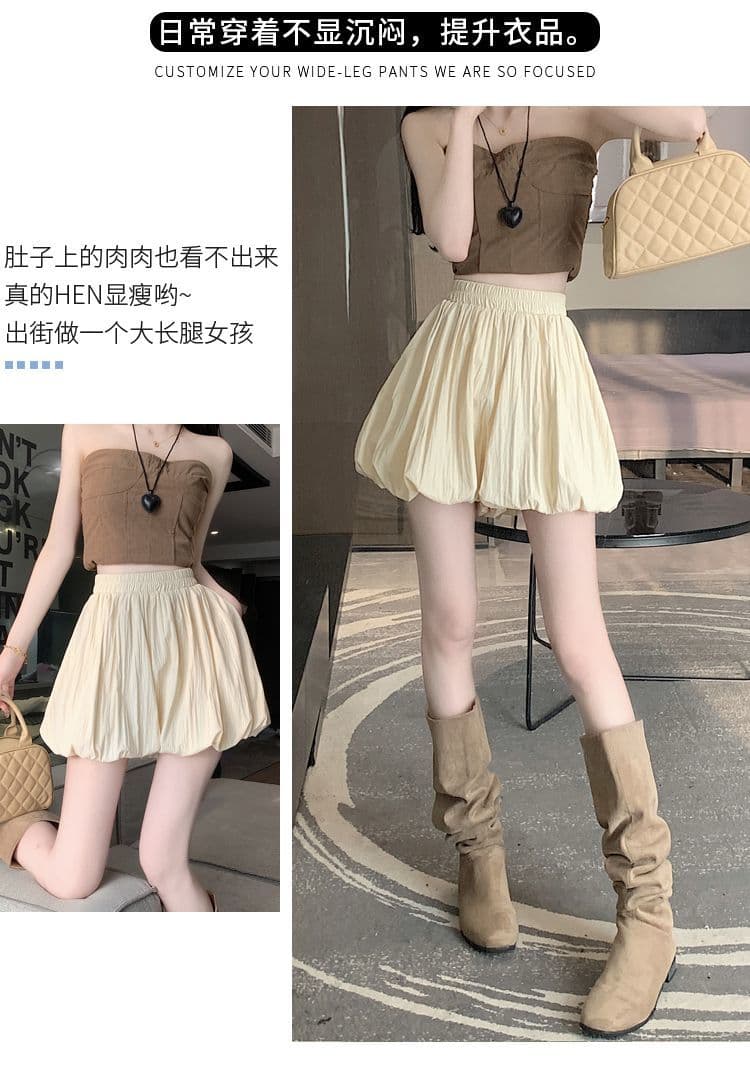 넓은 다리 꽃밭 허리밴드 바지 슬림해 보이는 루즈핏 호박 바지 배기 바지 반바지 한 싱글 대외 무역 국경 간 폭발 상세 이미지 4