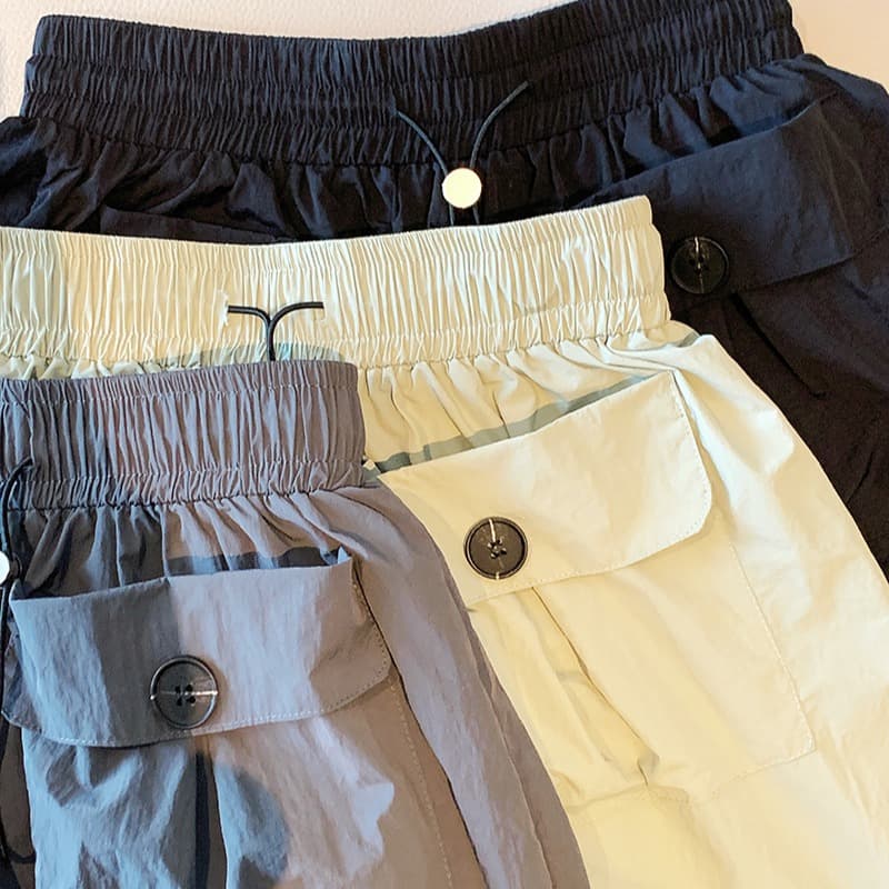 s-4xl 실사 브로케이드 면 야마모토 디자인 센스 주머니 워크웨어 팬츠 여성 루즈핏 넓은 다리 캐주얼 바지 반바지 이미지 5