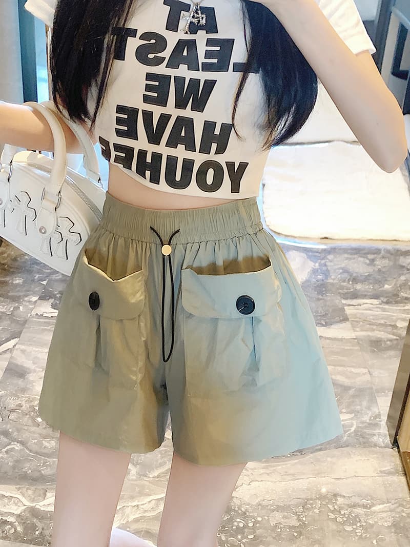 s-4xl 실사 브로케이드 면 야마모토 디자인 센스 주머니 워크웨어 팬츠 여성 루즈핏 넓은 다리 캐주얼 바지 반바지 상세 이미지 7