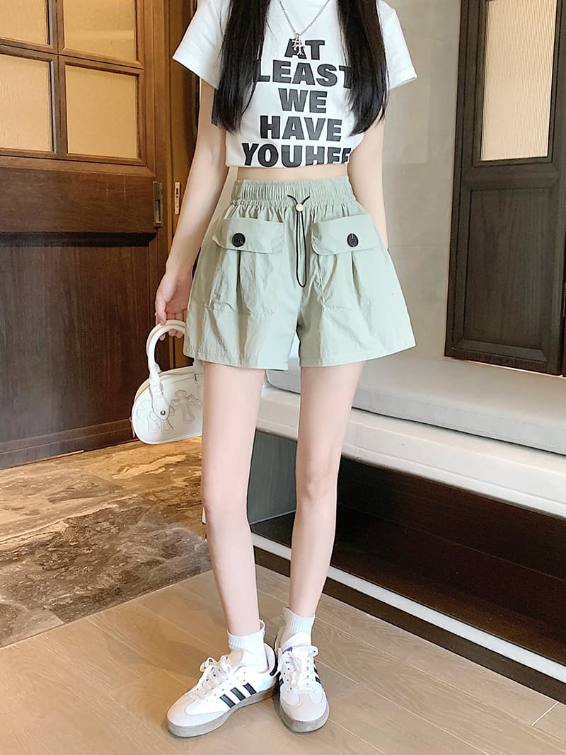 s-4xl 실사 브로케이드 면 야마모토 디자인 센스 주머니 워크웨어 팬츠 여성 루즈핏 넓은 다리 캐주얼 바지 반바지 상세 이미지 8