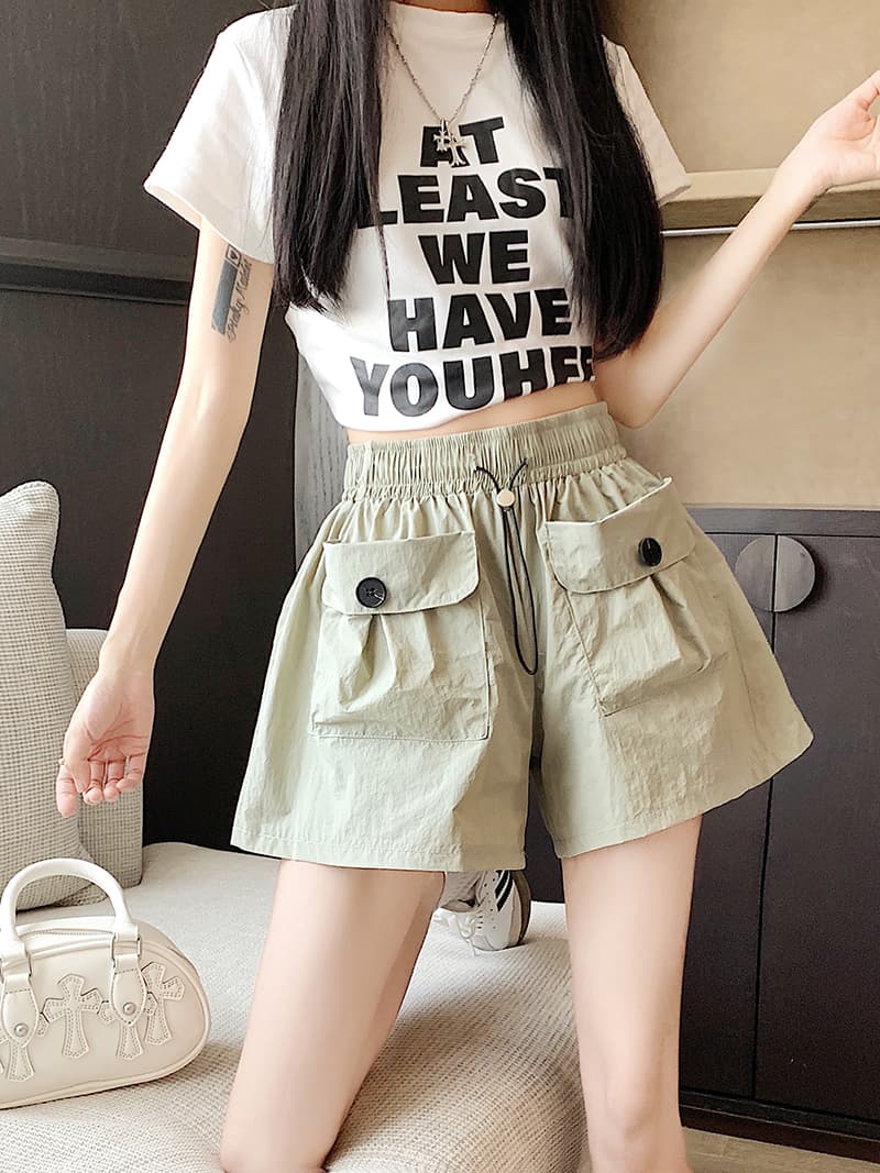 s-4xl 실사 브로케이드 면 야마모토 디자인 센스 주머니 워크웨어 팬츠 여성 루즈핏 넓은 다리 캐주얼 바지 반바지 상세 이미지 11
