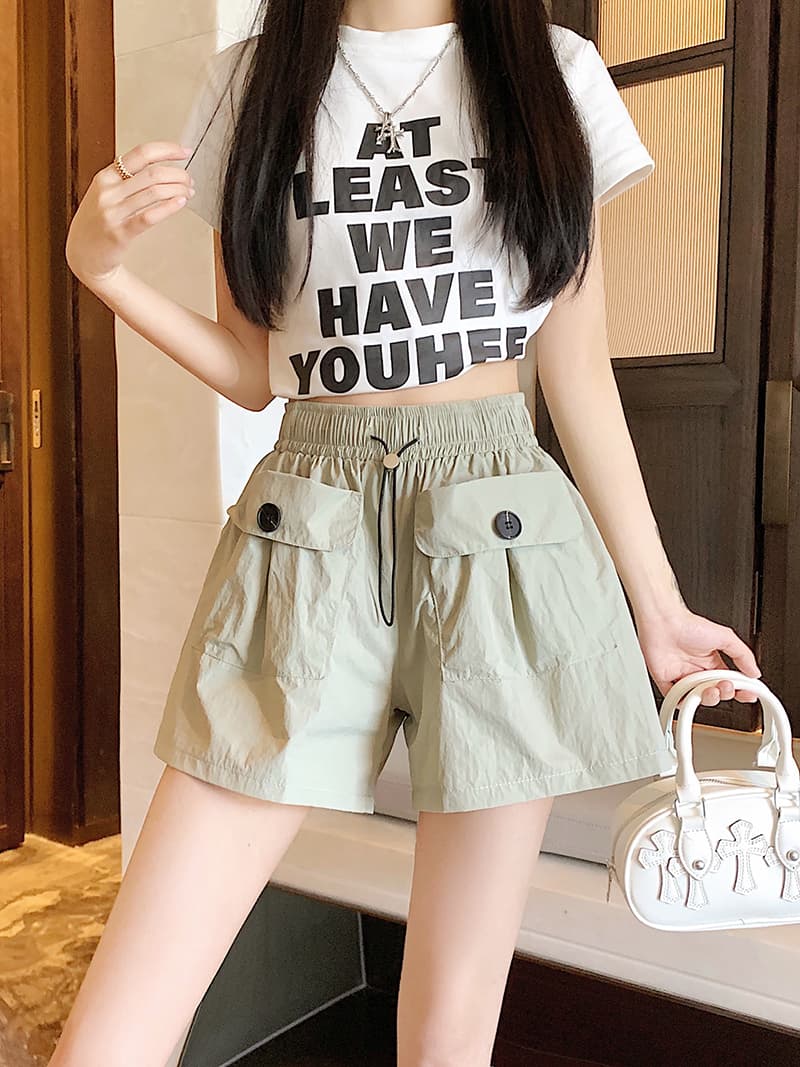 s-4xl 실사 브로케이드 면 야마모토 디자인 센스 주머니 워크웨어 팬츠 여성 루즈핏 넓은 다리 캐주얼 바지 반바지 상세 이미지 12