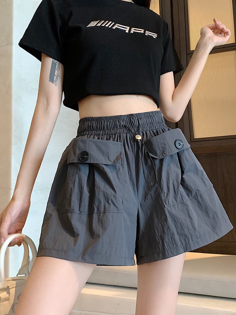 s-4xl 실사 브로케이드 면 야마모토 디자인 센스 주머니 워크웨어 팬츠 여성 루즈핏 넓은 다리 캐주얼 바지 반바지 상세 이미지 16