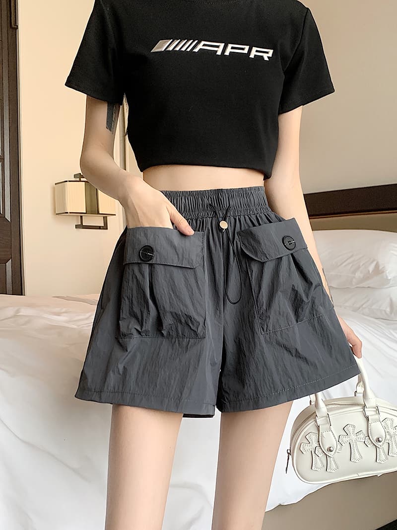 s-4xl 실사 브로케이드 면 야마모토 디자인 센스 주머니 워크웨어 팬츠 여성 루즈핏 넓은 다리 캐주얼 바지 반바지 상세 이미지 20