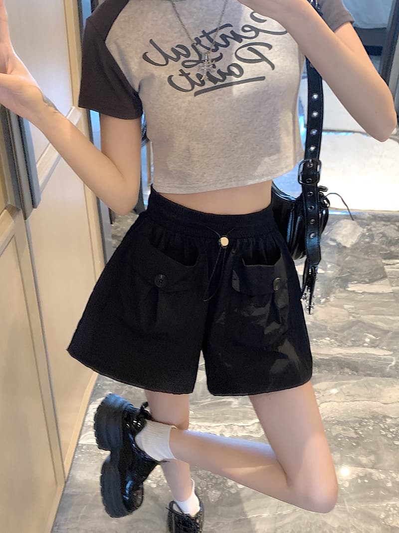 s-4xl 실사 브로케이드 면 야마모토 디자인 센스 주머니 워크웨어 팬츠 여성 루즈핏 넓은 다리 캐주얼 바지 반바지 상세 이미지 25