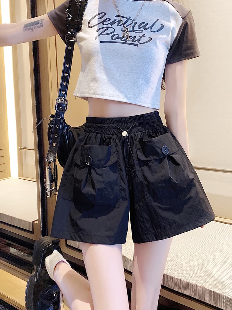 s-4xl 실사 브로케이드 면 야마모토 디자인 센스 주머니 워크웨어 팬츠 여성 루즈핏 넓은 다리 캐주얼 바지 반바지 상세 이미지 28