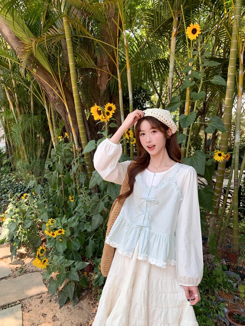 한 부서 달콤함 패치워크 페이크 레이어드 여성 셔츠 2026 봄 여름 새로운 Chic 디자인 센스 나비 매듭 연령 감소 맨위 상세 이미지 18