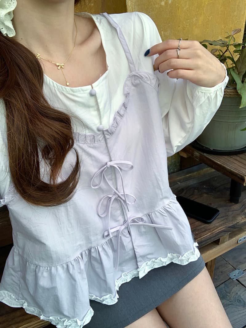 한 부서 달콤함 패치워크 페이크 레이어드 여성 셔츠 2026 봄 여름 새로운 Chic 디자인 센스 나비 매듭 연령 감소 맨위 상세 이미지 23